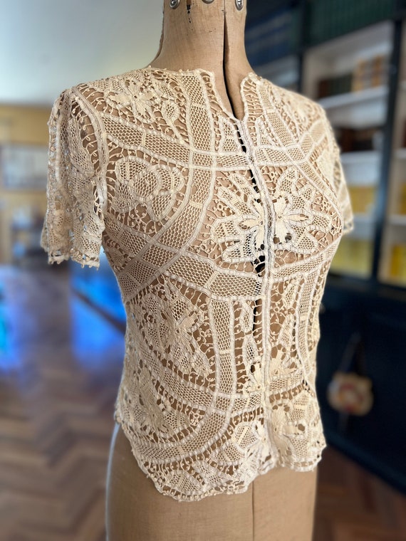 Blusa de encaje cosida a mano de la decada de 1930 Etsy Espana