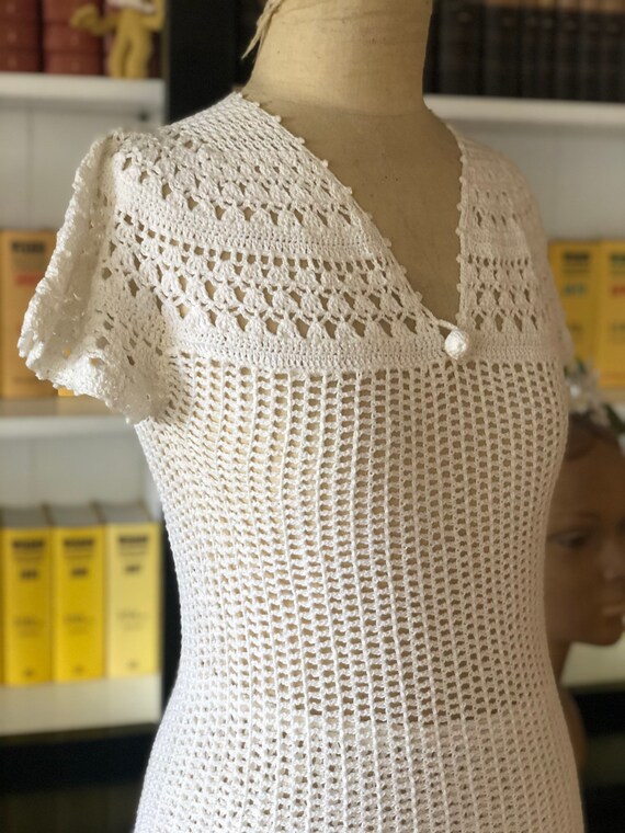 1930s white hand crochet skirt and top - image 5