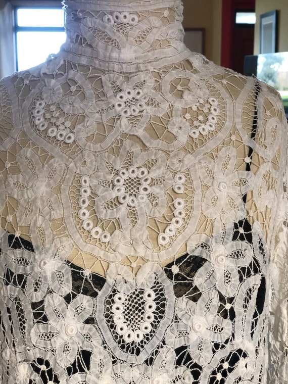 1910s Battenburg lace and Irish lace blouse - Gem