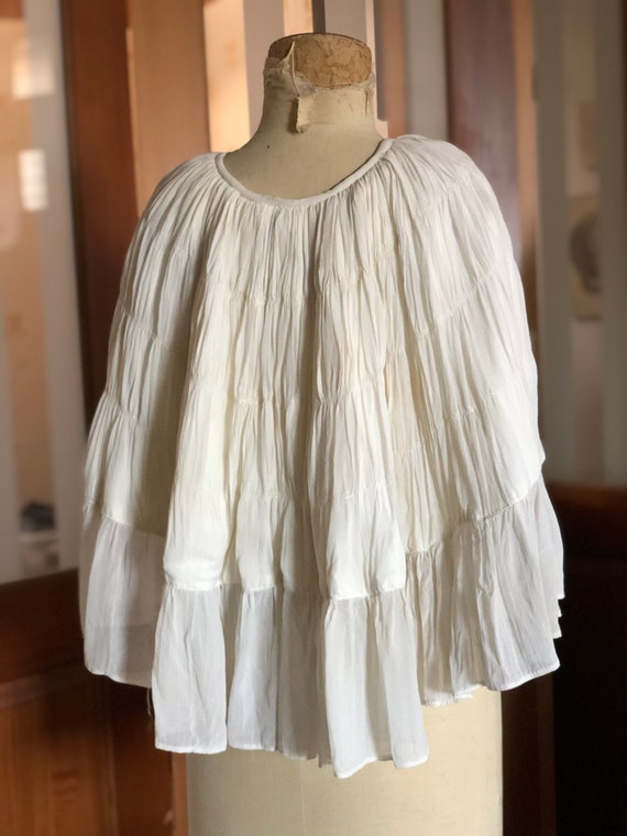 1930s silk georgette ruched bridal cape