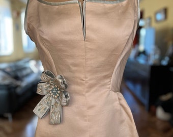 Duchess silk satin Hattie Carnegie custom 1960s gown