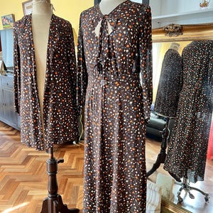1920s floral crepe dress suit