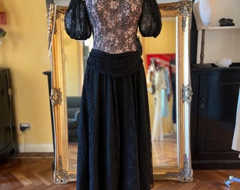 1950s sheer illusion lace gown