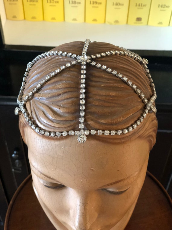 1920s rhinestone flapper Juliet cap