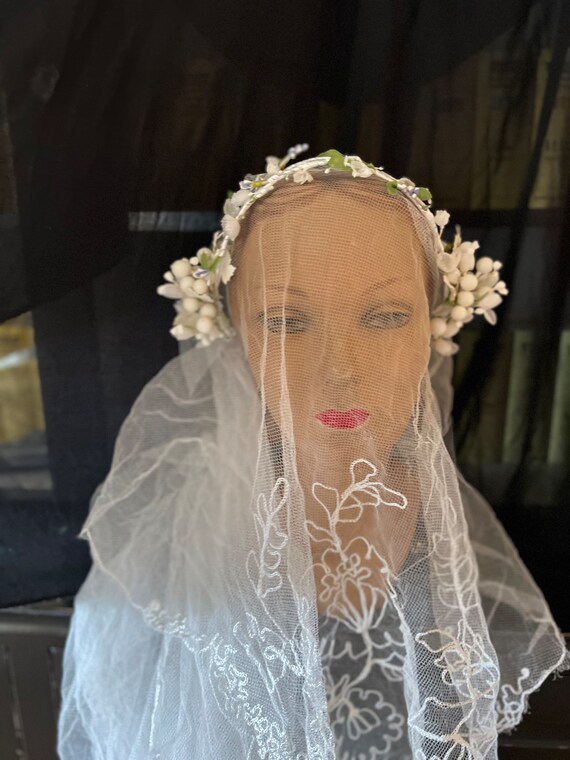 Handmade Bridal Headpiece of Vintage Silk Flowers and Buds  display picture 1