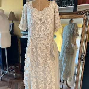 Elaborate 1910s Irish crochet wedding gown