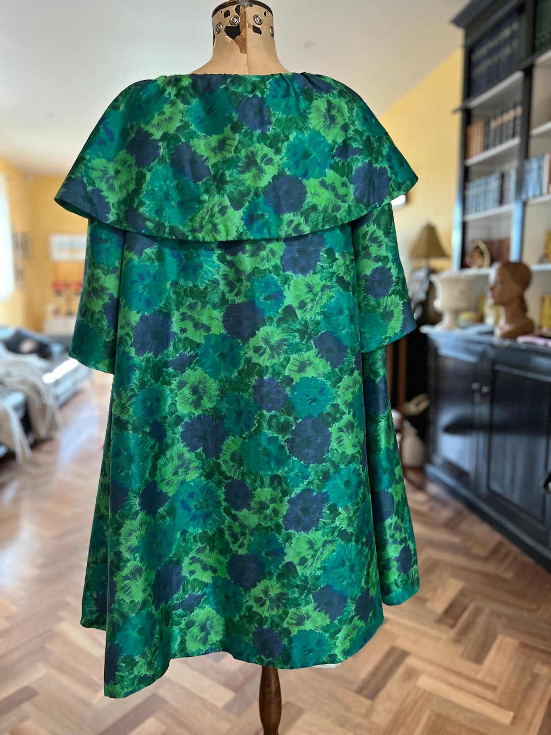 1950s Emerald Green Floral Silk Swing Coat - Etsy