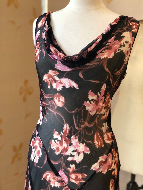 1920s or 30s silk chiffon bias cut dress.
