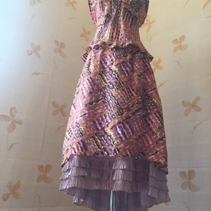 Silk top and skirt over early vintage knife pleat petticoat image 2