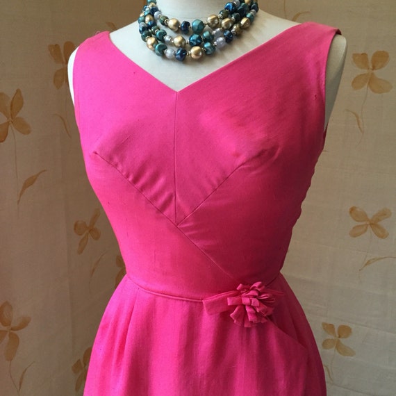 1950s vintage shantung di seta rosa abito da cocktail wuth | Etsy Italia