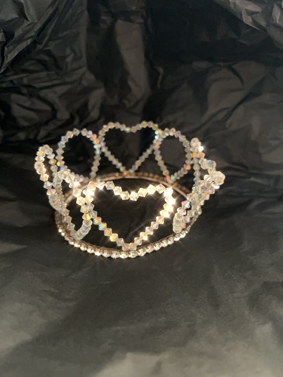 Delightful 1950s crystal hearts and rhinestone hi… - image 3