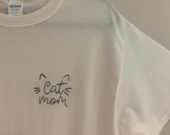 Cat Mom Embroidered T-Shirt