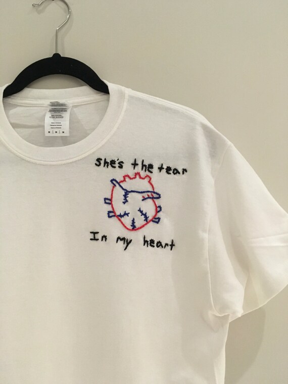 Heart Embroidered T-shirt | Etsy Denmark
