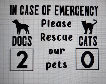 Pet Alert Sticker 4 Pack "Pets Inside" Safety Window Decals 4x6 inches 