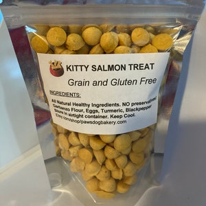 Kitty Salmon treats - grain and gluten free with added benefits of Turmeric
