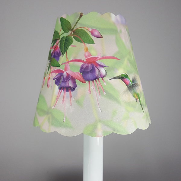New 3x5x4.5 Cut Hummingbird lampshade  100% recycled material candelabra clip top