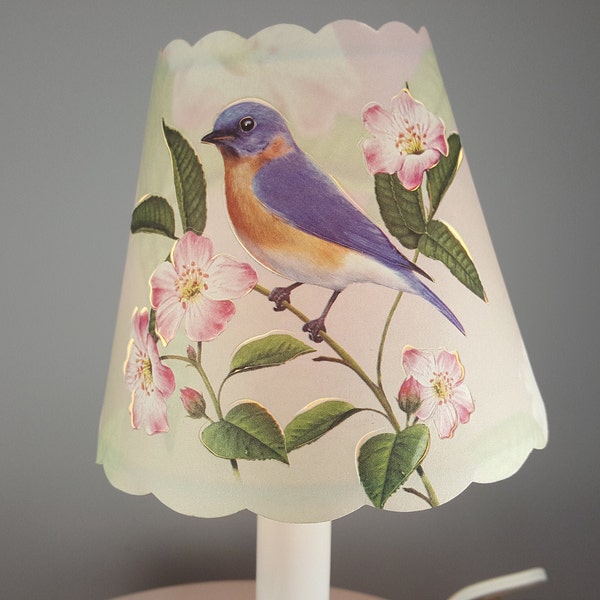 New 3x5x4.5 Cut Bluebird lampshade  100% recycled material candelabra