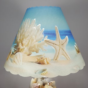 New 5x12x8.5  Cut beach and shells cut and pierce lampshade