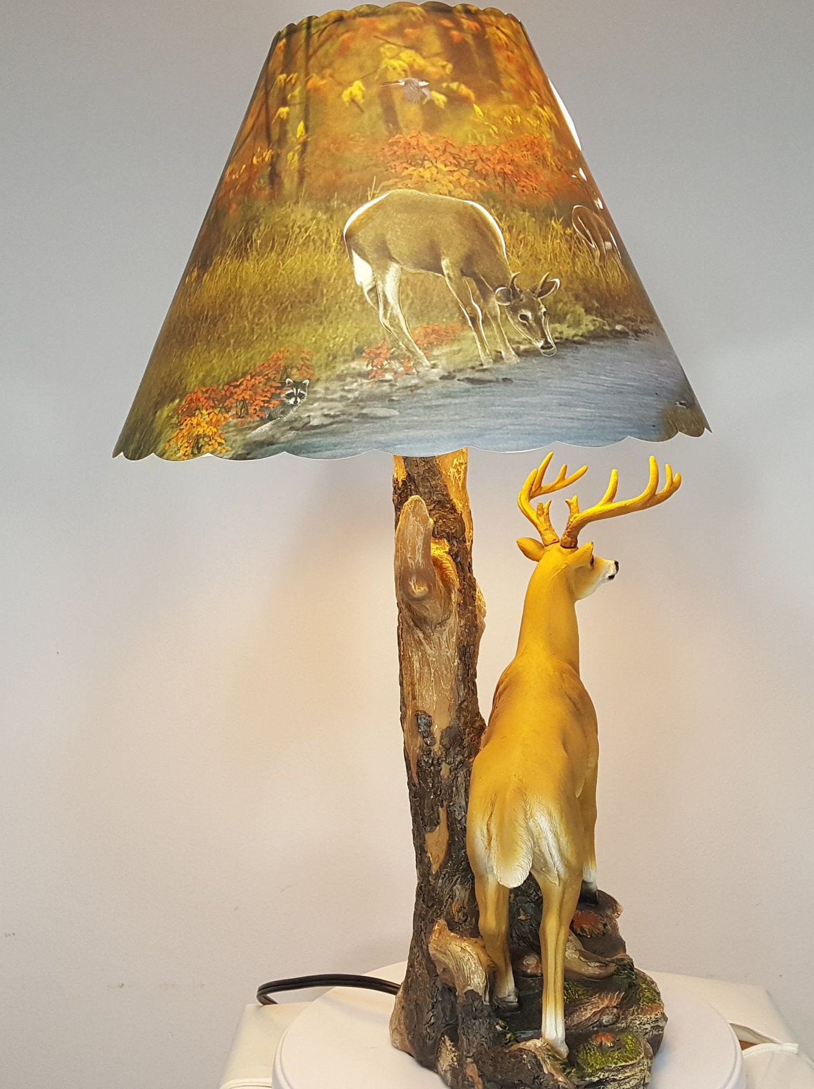 20.5 inch tall deer table lamp w/ custom handmade cut Etsy