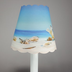 New 3x5x4.5 Cut Shells, beach , June , Summer lampshade  100% recycled material candelabra