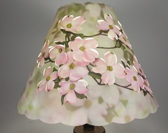 New 5x12x8.5  Cut Pink Dogwood lampshade 100% recycled material