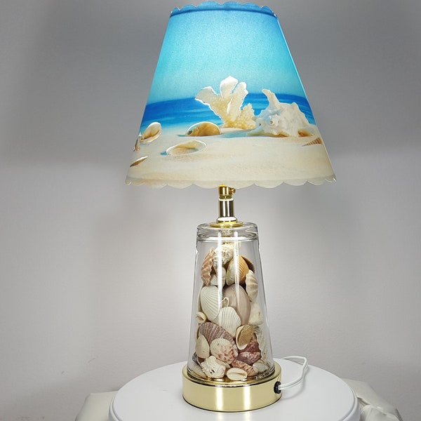 15"  glass shell lamp w/ 4x8 shell shade