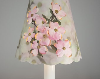 New 3x5x4.5 Cut Pink Dogwood lampshade  100% recycled material candelabra