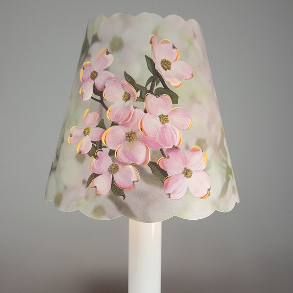 New 3x5x4.5 Cut Pink Dogwood lampshade  100% recycled material candelabra