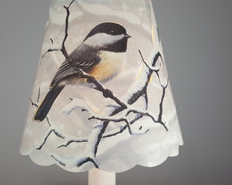 New 3x5x4.5  Cut Chickadee lampshade  100% recycled material candelabra
