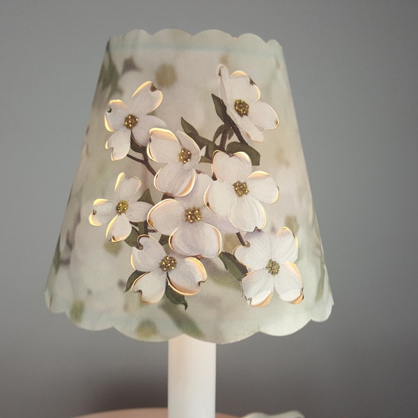 New 3x5x4.5 Cut White Dogwood lampshade 100% recycled material candelabra