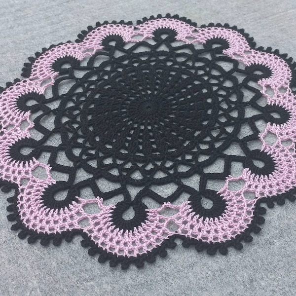 Doily/13 inch crochet doily/black-light purple/table, home decoration/gift/Mothers day gift/coffee table decor/centerpiece doily