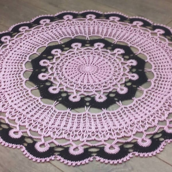 Doily/crochet 26inch doily/cotton crochet doily/black- light purple doily/table cloth/home decoration/Christmas, Mothers day gift/lace doily