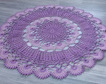 Doily/crochet 25inch doily/cotton crochet doily/purple-light purple doily/table cloth/home decor/ gift/Mothers day gift/crochet lace doily