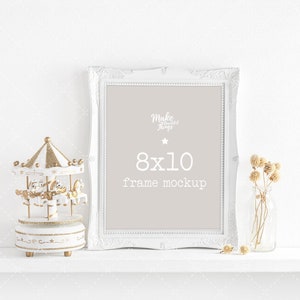 8x10 White frame nursery mockup. Portrait 8x10 frame mockup