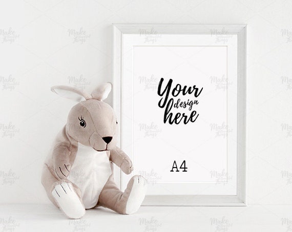 A4 Portrait Nursery White Frame Mockup Styled Stock