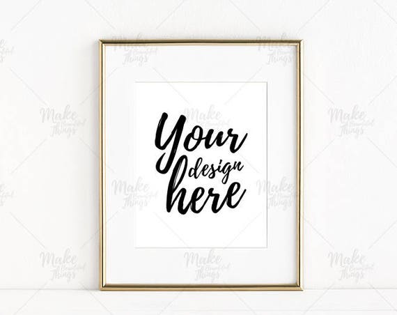 Portrait 8x10 Gold Frame Mockup Styled Stock Photography Portrait 8x10 Gold Frame Mockup Styled Stock Photography