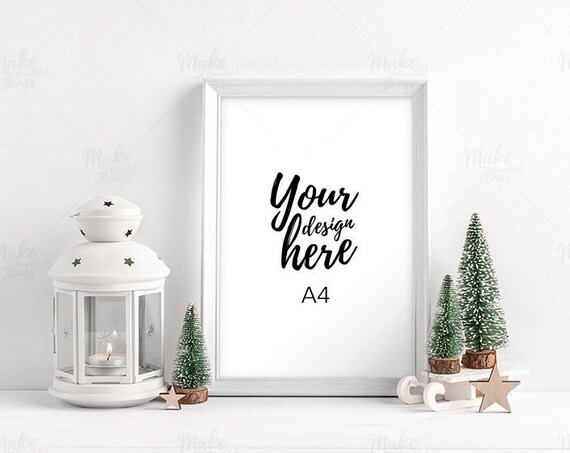 A4 Vertical Frame Mockup Christmas White Frame Mockup A4 Vertical Frame Mockup Christmas White Frame Mockup