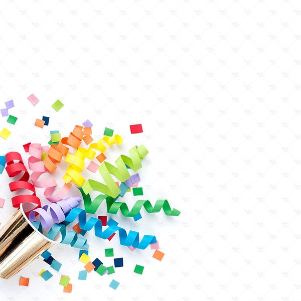 Desktop styled stock photography / Instant download / Rainbow confetti on white background / #0916