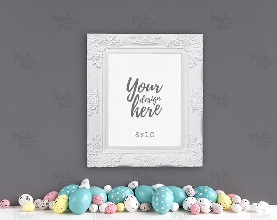 8x10 Portrait Easter Frame Mockup Styled Stock Photography