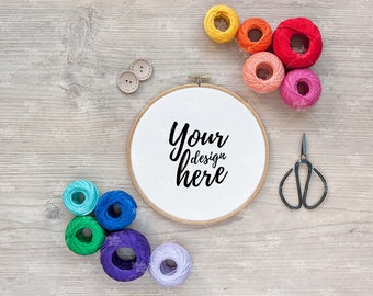 Embroidery hoop mockup / Styled stock photography / Instant download / #4081