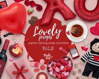 Lovely V.2 / Digital styling props collection / Movable elements / Instant download