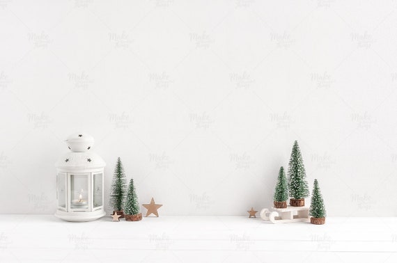 Blank Wall Christmas Mockup Blank Wall Christmas Stock