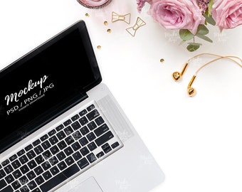 Download Free Vertical Laptop Mockup / Styled stock photography / Instant download / #4941LP PSD Template