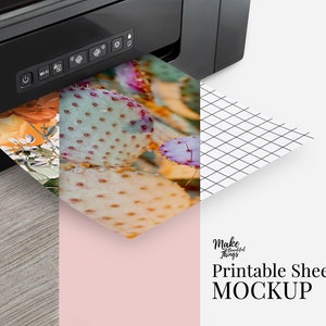 Printer and sheet mockup with PSD, JPG and PNG files included image 1