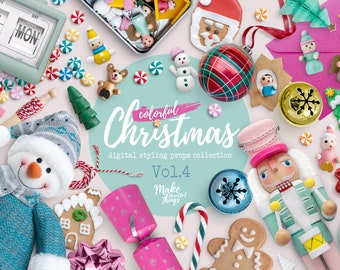 Christmas Scene Creator V.4 / Colección de accesorios de estilo digital / Elementos aislados móviles / Descarga instantánea