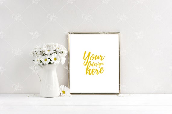 8x10 Portrait Gold Frame Mockup Styled Stock Photography Etsy