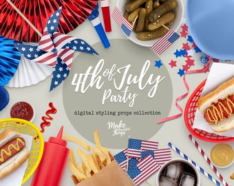 4th of July / Digital styling props collection / Movable elements / Instant download