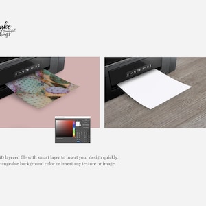 Printer and sheet mockup with PSD, JPG and PNG files included image 3