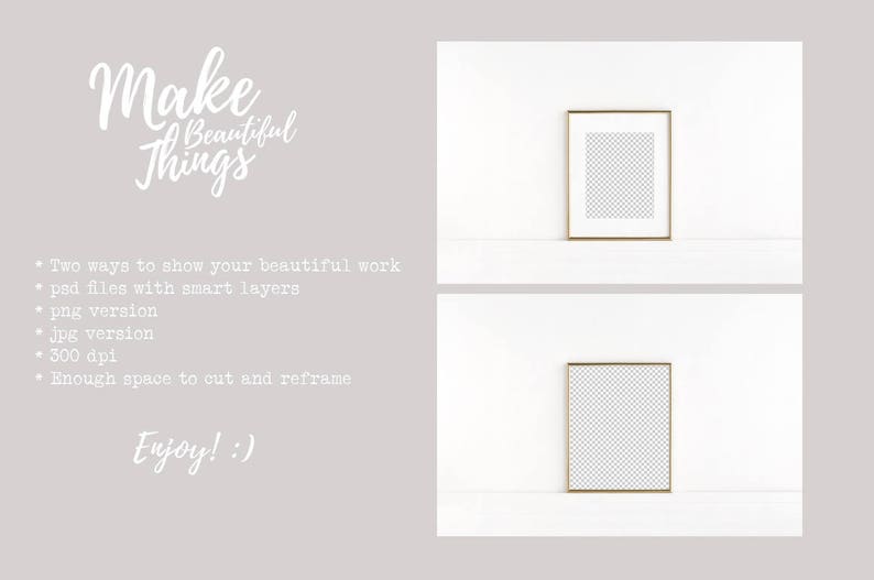Portrait 8x10 Gold Frame Mockup Styled Stock Photography Etsy