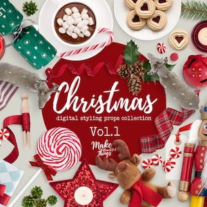 Christmas Scene Creator V.1 / Digital styling props collection / Movable isolated elements / Instant download